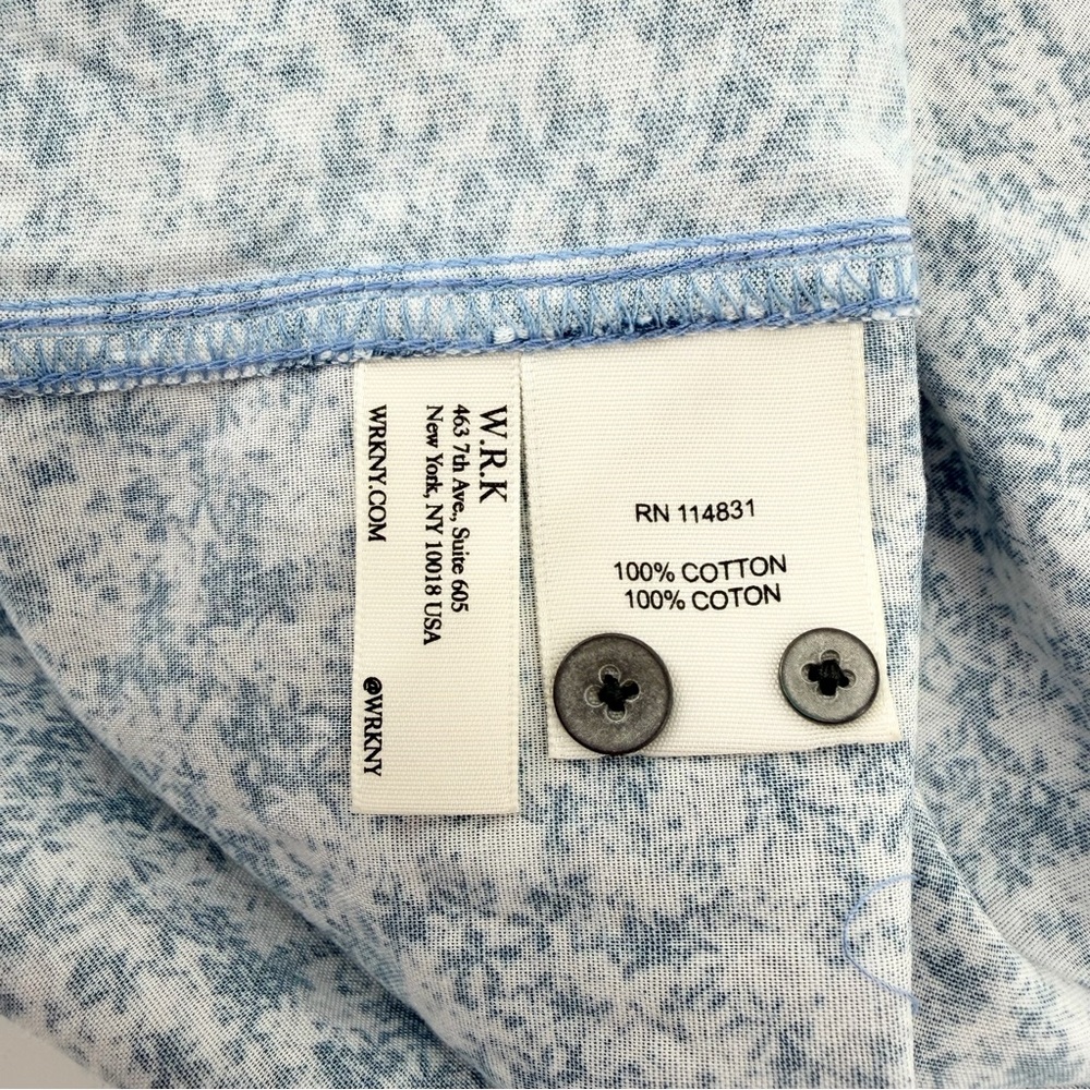 NEW WRK Reworked Shirt Men's XXL Slim Fit Short Sleeve Blue Floral Button Down - Picture 6 of 9